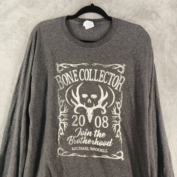Bone Collector Men Long t-shirt Size LARGE Gray Cotton Blend Pullover - Picture 2 of 9